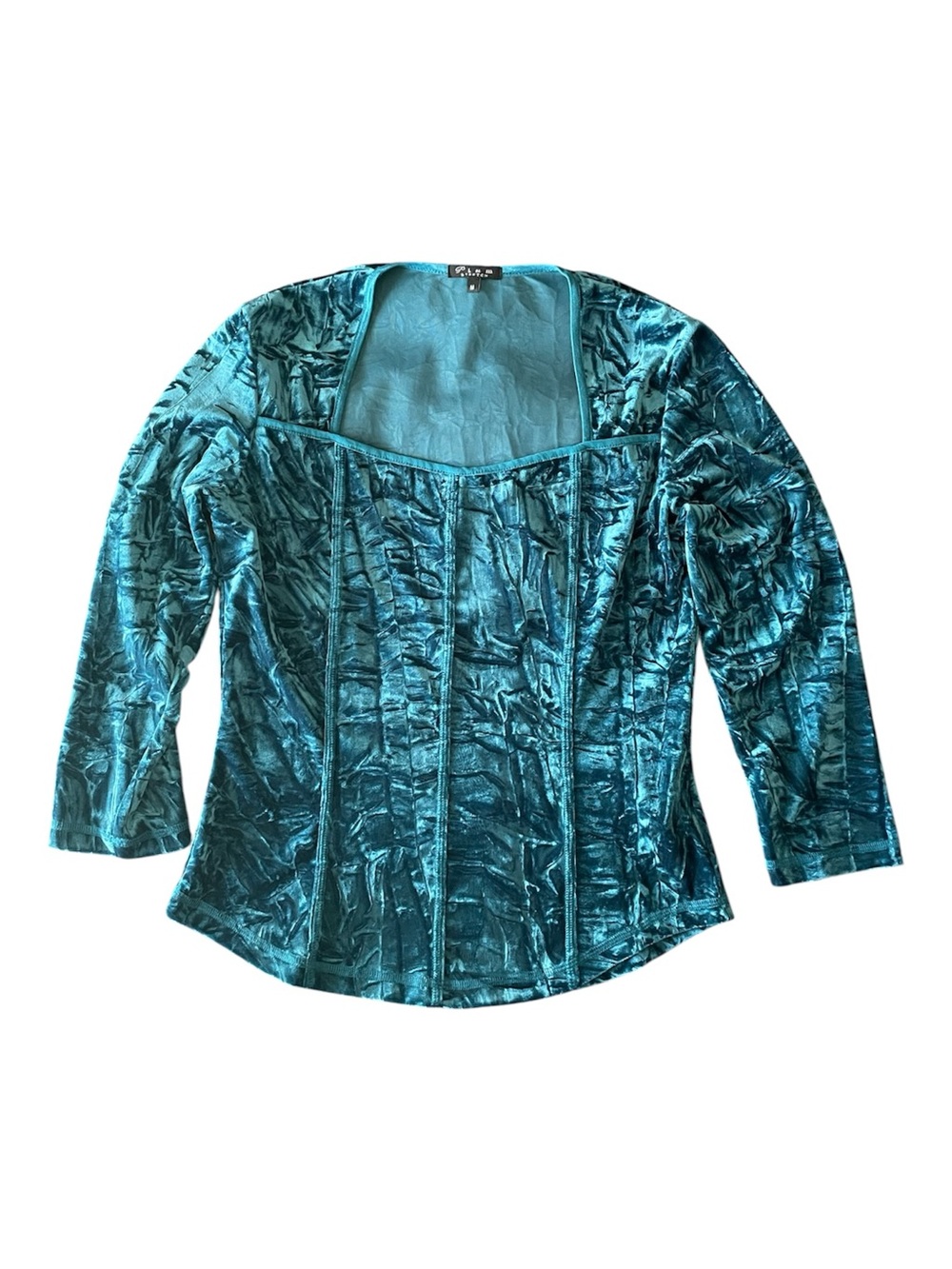 Practical Magic whimsigoth Plum brand vintage 90s crushed velvet teal top